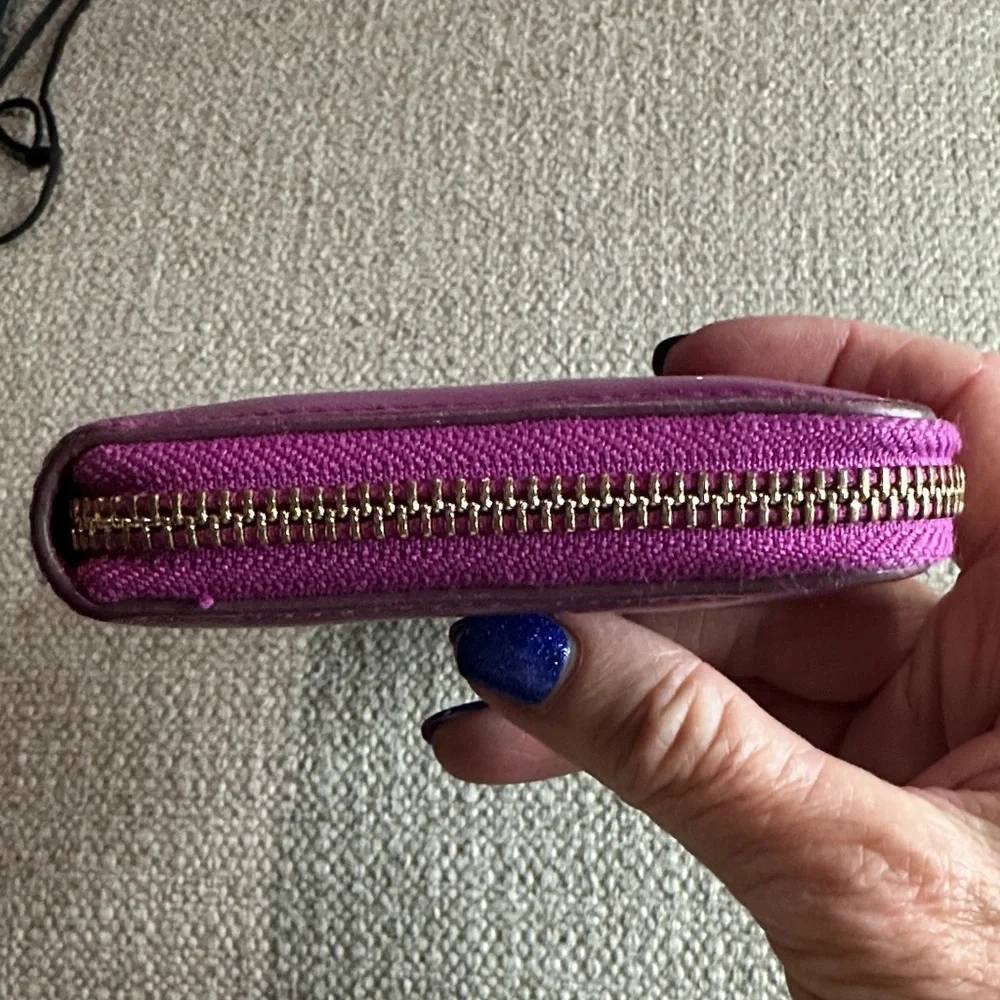Tory Burch Magenta/Plum Leather Zip-Around Continental Wallet